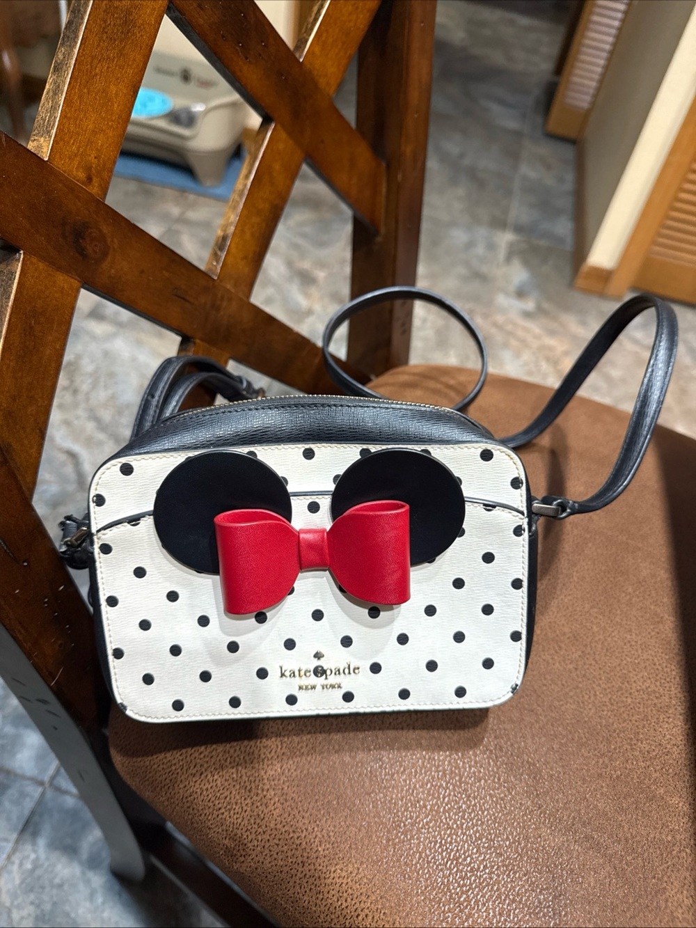 kate spade White, Black & Red Minnie Bow Crossbody